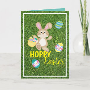 Hoppy Easter Rabbit Folded Greeting Card