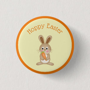 Hoppy Easter Rabbit with Carrot 3 Cm Round Badge