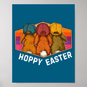 Hoppy easter retro sunset easter bunny squad crew poster