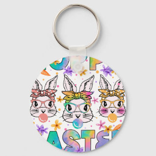 hoppy easter, retro, vintage key ring