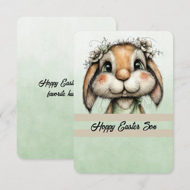 Hoppy Easter Son Bunny Head Card (Front/Back)