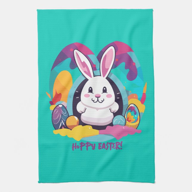 Hoppy Easter! Tea Towel (Vertical)