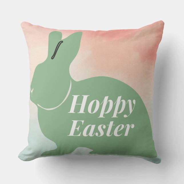 "Hoppy Easter" Throw Pillow  (Front)