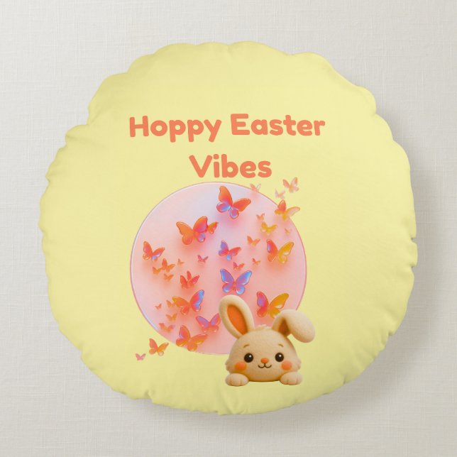 Hoppy Easter Vibes Round Cushion (Front)