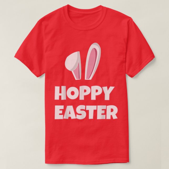 Hoppy Easter With Bunny Ears  T-Shirt (Design Front)