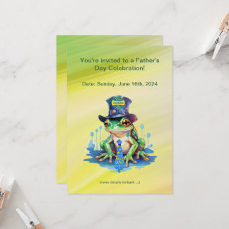 "Hoppy" Father's Day Frog Top Hat and Tie Design Invitation