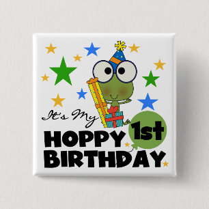 Hoppy Frog 1st Birthday T shirts and Gifts 15 Cm Square Badge