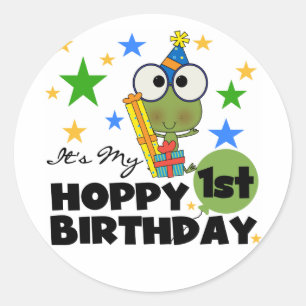 Hoppy Frog 1st Birthday T shirts and Gifts Classic Round Sticker