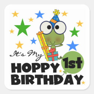 Hoppy Frog 1st Birthday T shirts and Gifts Square Sticker
