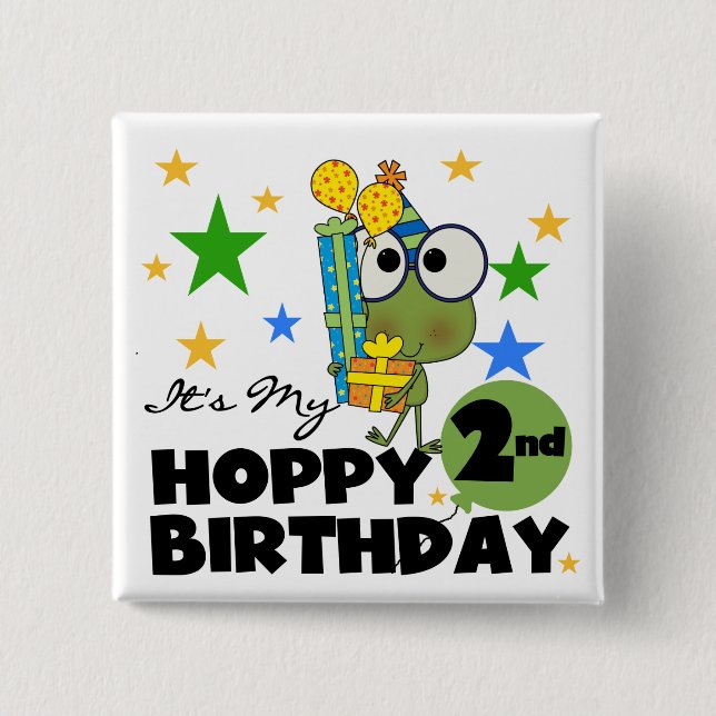Hoppy Frog 2nd Birthday T-shirts and Gifts 15 Cm Square Badge (Front)