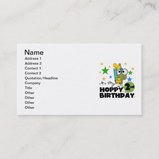 Hoppy Frog 2nd Birthday T-shirts and Gifts Business Card (Front)