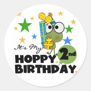 Hoppy Frog 2nd Birthday T-shirts and Gifts Classic Round Sticker