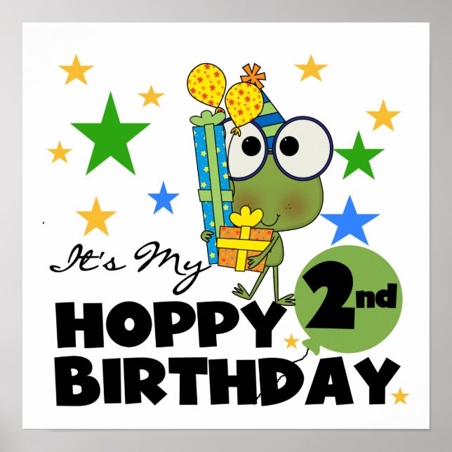 Hoppy Frog 2nd Birthday T-shirts and Gifts Poster (Front)