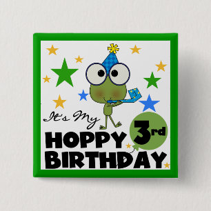 Hoppy Frog 3rd Birthday Tshirts and Gifts 15 Cm Square Badge