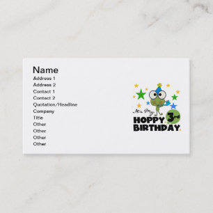 Hoppy Frog 3rd Birthday Tshirts and Gifts Business Card