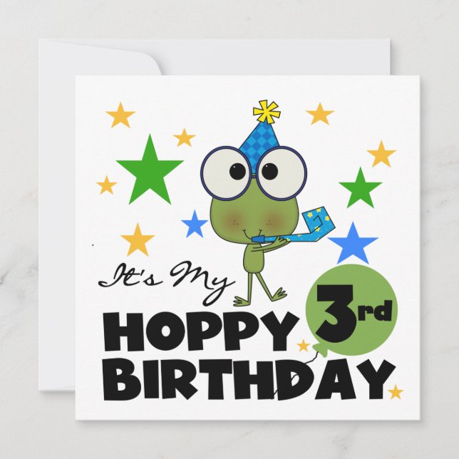 Hoppy Frog 3rd Birthday Tshirts and Gifts Card (Front)