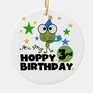 Hoppy Frog 3rd Birthday Tshirts and Gifts Ceramic Tree Decoration