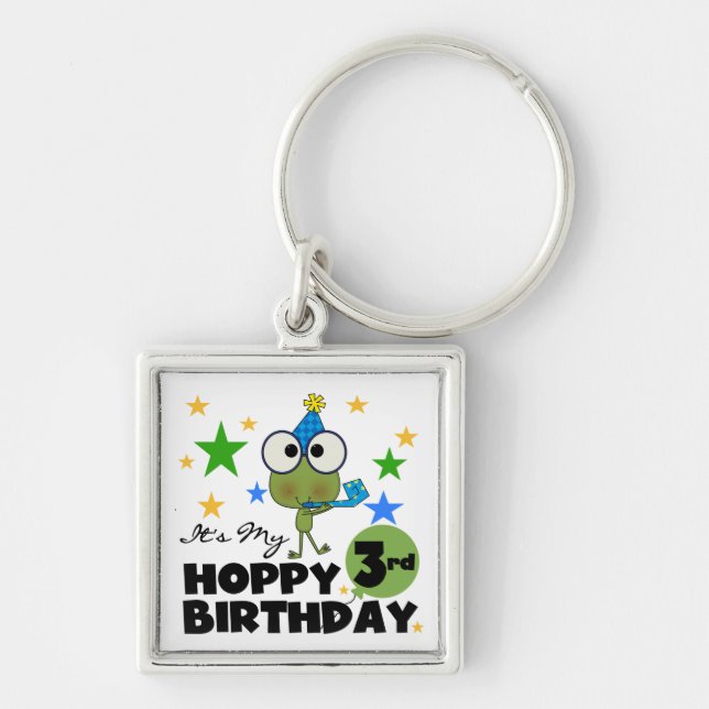 Hoppy Frog 3rd Birthday Tshirts and Gifts Key Ring (Front)