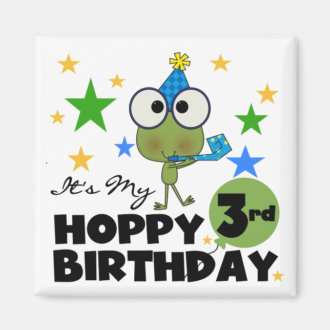 Hoppy Frog 3rd Birthday Tshirts and Gifts Magnet (Front)