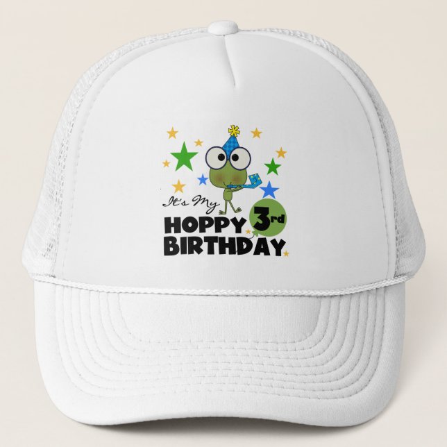 Hoppy Frog 3rd Birthday Tshirts and Gifts Trucker Hat (Front)