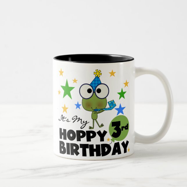 Hoppy Frog 3rd Birthday Tshirts and Gifts Two-Tone Coffee Mug (Right)