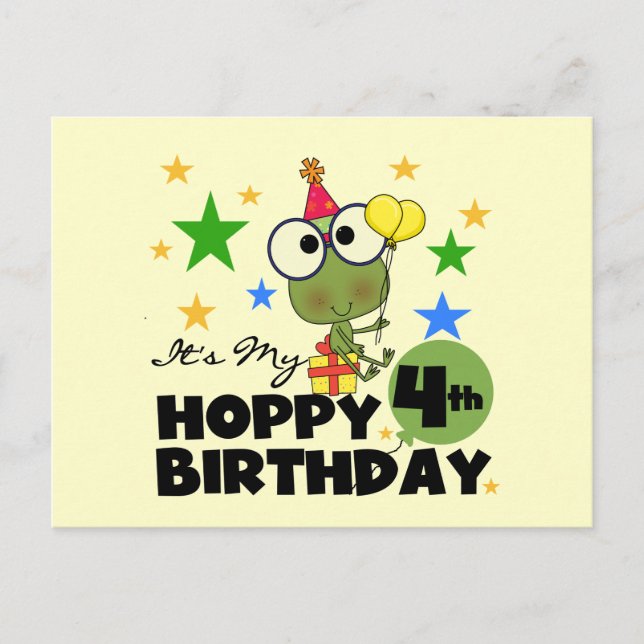 Hoppy Frog 4th Birthday T-shirts and Gifts Postcard (Front)