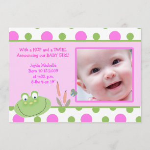 HOPPY FROG Baby Photo birth Announcement