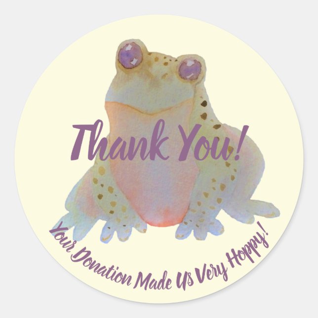 Hoppy Frog Watercolor Thank You Classic Round Sticker (Front)