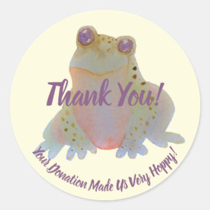 Hoppy Frog Watercolor Thank You Classic Round Sticker