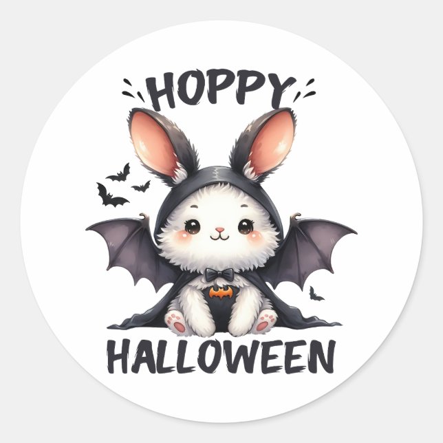 Hoppy Halloween Bunny Rabbit Classic Round Sticker (Front)