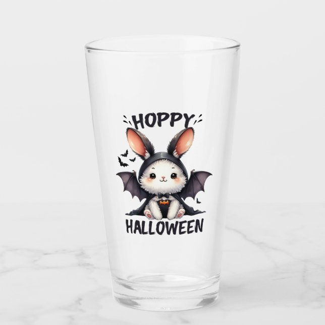 Hoppy Halloween Bunny Rabbit Glass (Front)