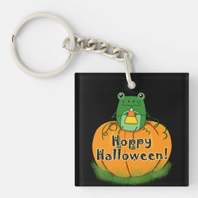 Hoppy Halloween Frog Key Ring (Front)