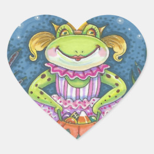 HOPPY HALLOWEEN FROG STICKERS SHEET Heart