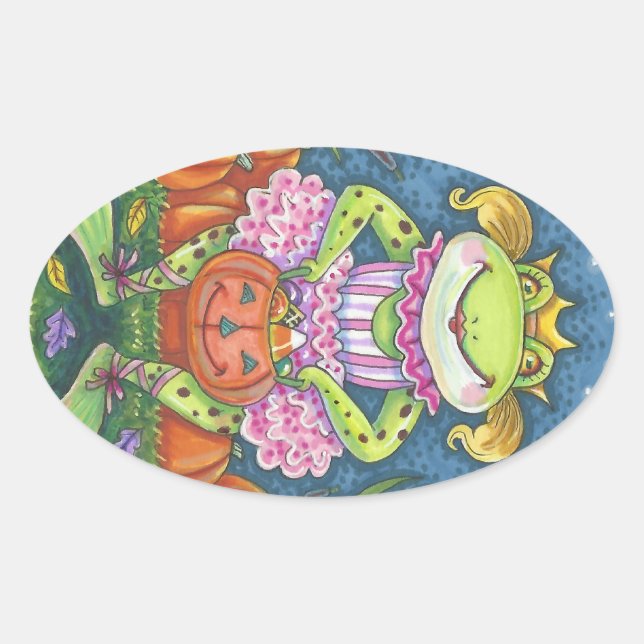 HOPPY HALLOWEEN FROG STICKERS SHEET Oval (Front)