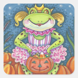 HOPPY HALLOWEEN FROG STICKERS SHEET Square