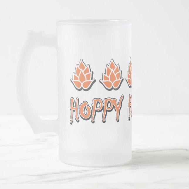 Hoppy Halloween Frosted Glass Beer Mug (Left)