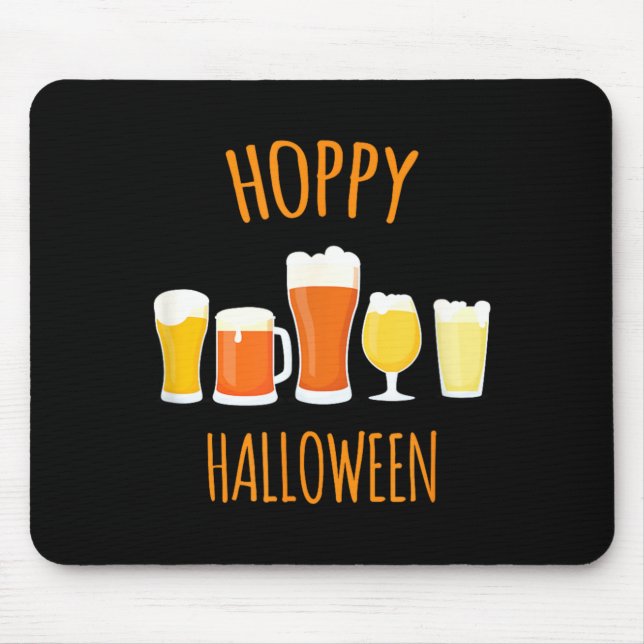 Hoppy Halloween - Funny Halloween Beer Drinking Mouse Mat (Front)