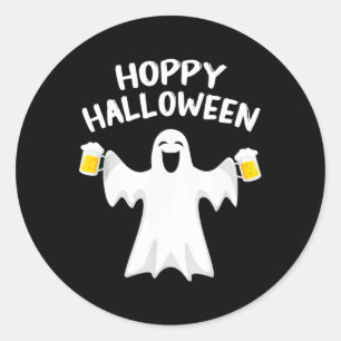 Hoppy Halloween Funny Halloween Cute Ghost Beer Dr Classic Round Sticker