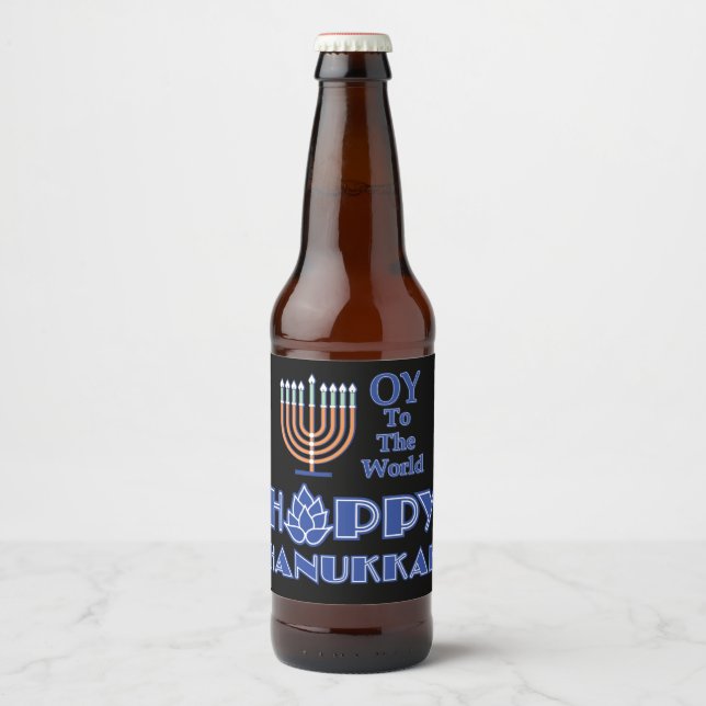 Hoppy Hanukkah Beer Bottle Label (Front)