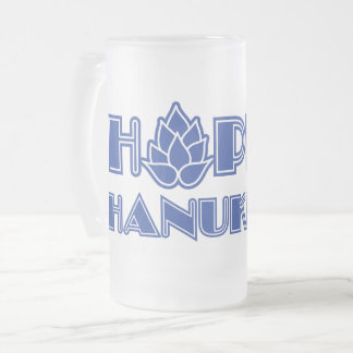 Hoppy Hanukkah Frosted Glass Beer Mug