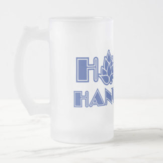 hoppy Hanukkah Frosted Glass Beer Mug