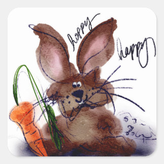 Hoppy Happy Easter Watercolor Bunny Stickers