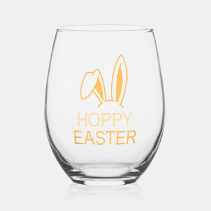 Hoppy Hare Pastel Easter Stemless Wine Glass