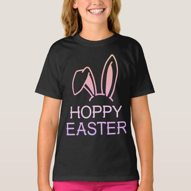 Hoppy Hare Pastel Kids Easter Tee (Front)