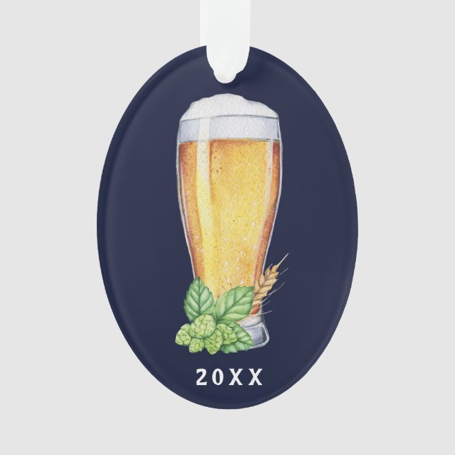 Hoppy Holiday Ale Blue Christmas Ornament (Front)