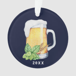 Hoppy Holiday Beer Mug Blue Christmas Ornament