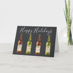 Hoppy Holidays Beer Bottles Holiday Photo Card