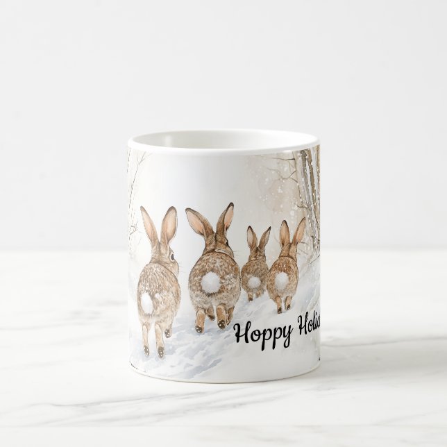 Hoppy Holidays Bunny Rabbit Winter Snow Coffee Mug (Center)