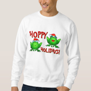Hoppy Holidays Cartoon Green Frogs Shirt Red Text