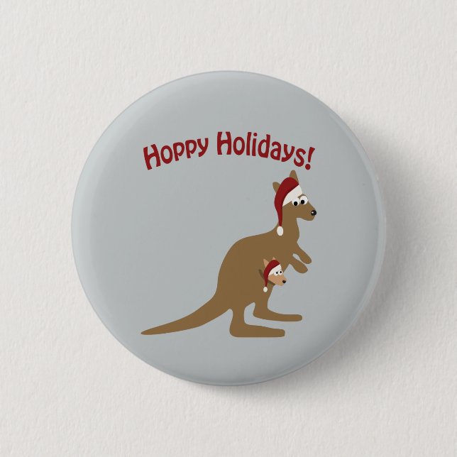 Hoppy Holidays! christmas Kangaroo 6 Cm Round Badge (Front)